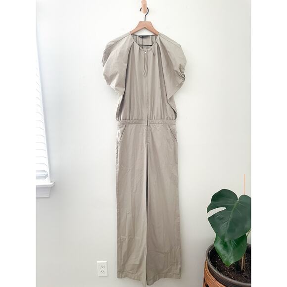 NWT Zara Voluminous Jumpsuit XS Khaki Beige Zip Flight Suit Utility Minimalist - Picture 4 of 12